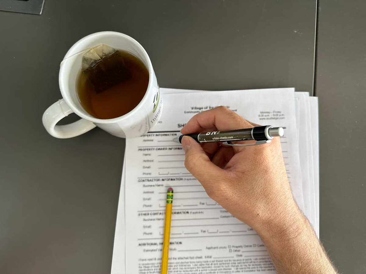 Filling out a shed permit