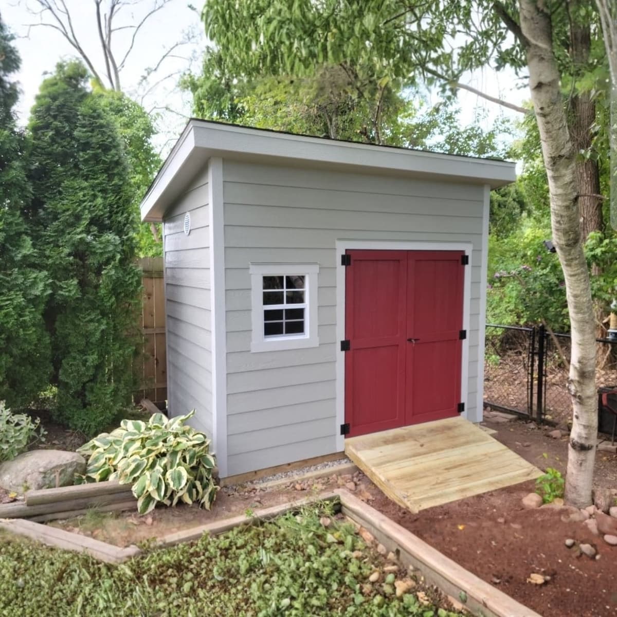 10x10 Modern Shed in a backyard