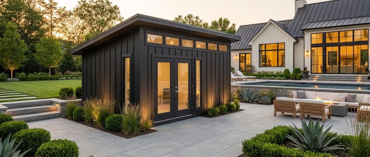 Small office shed behind house