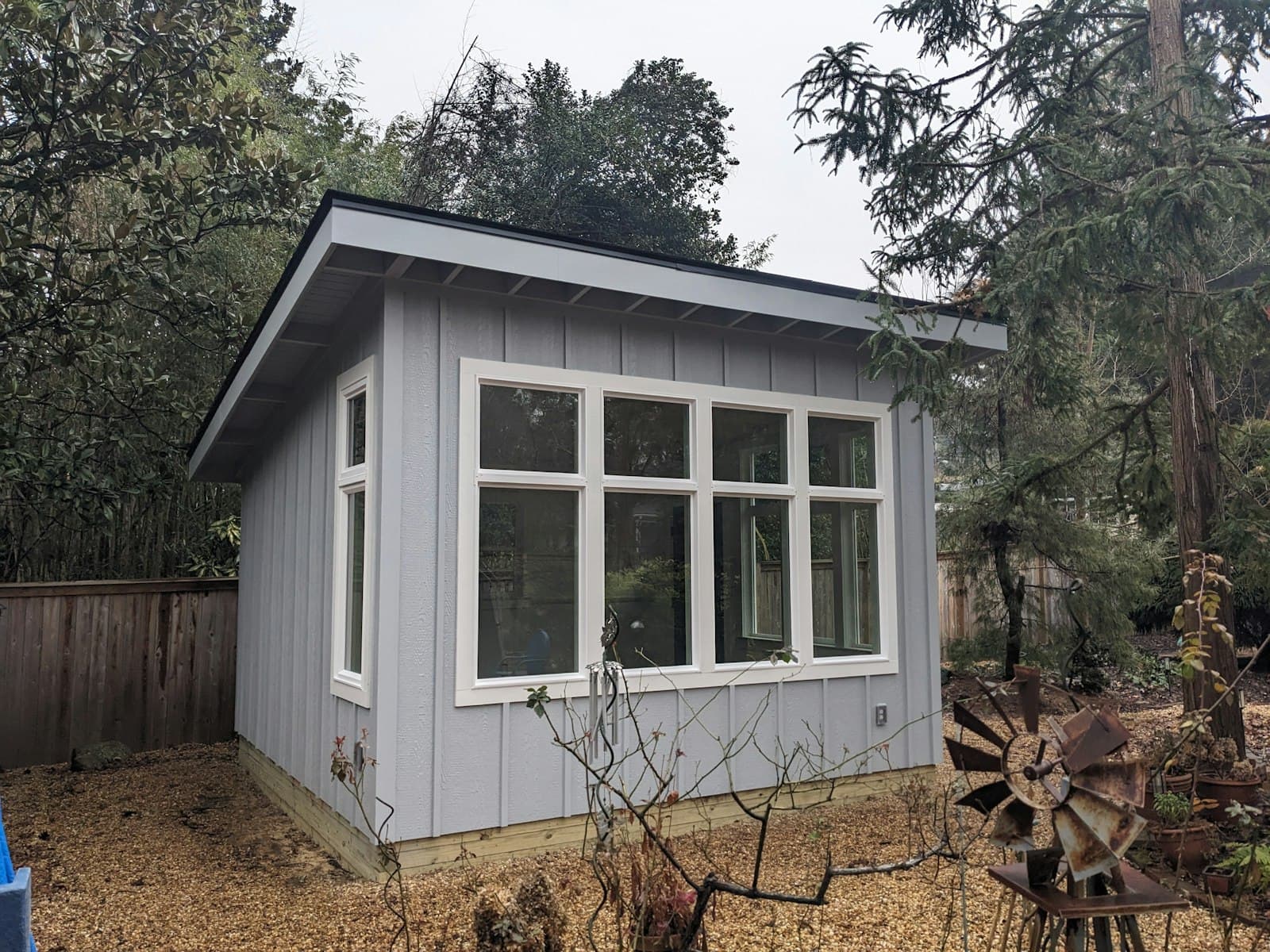 A shed Aaron built, photographed on site