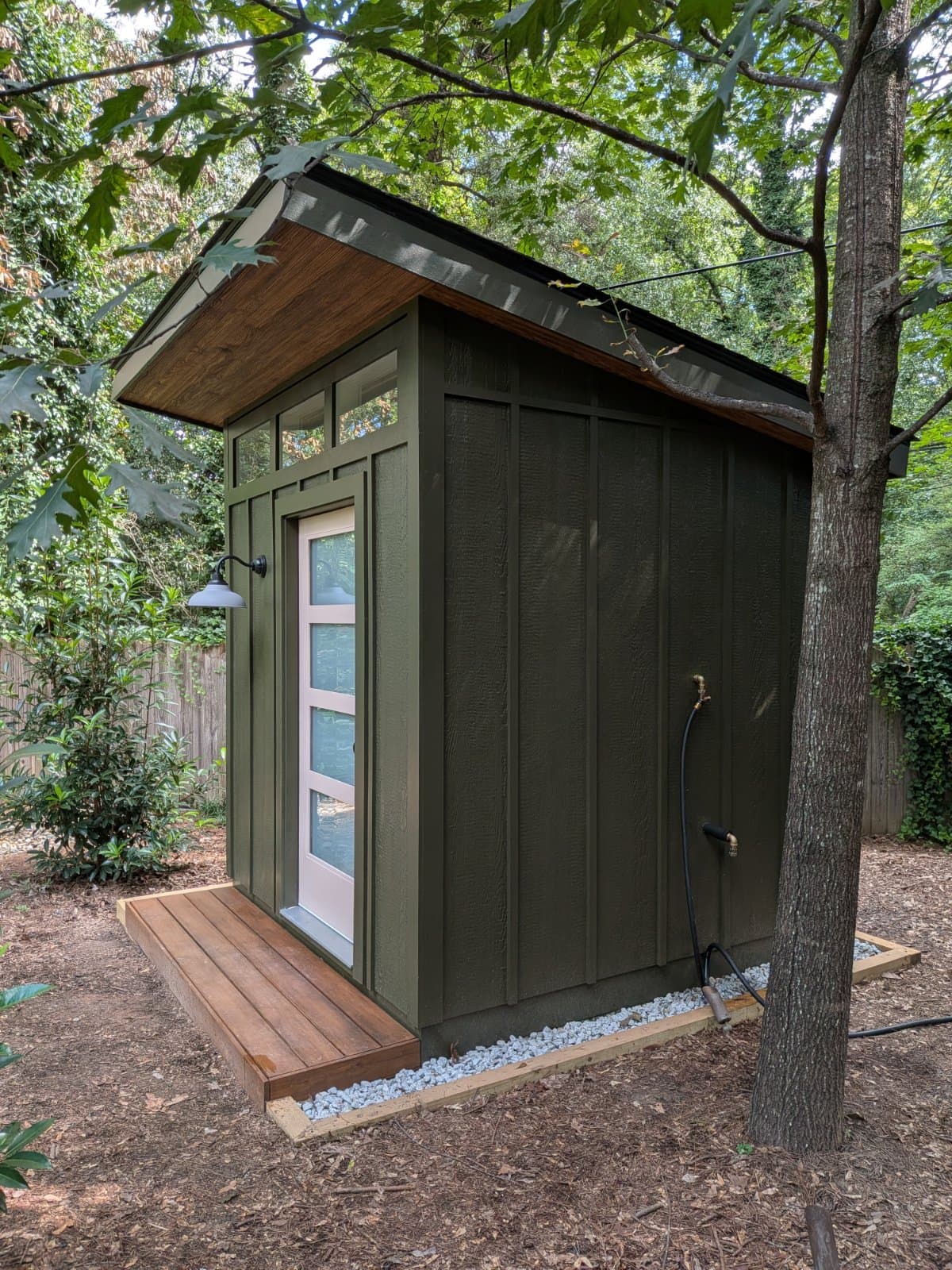A shed Aaron built, photographed on site
