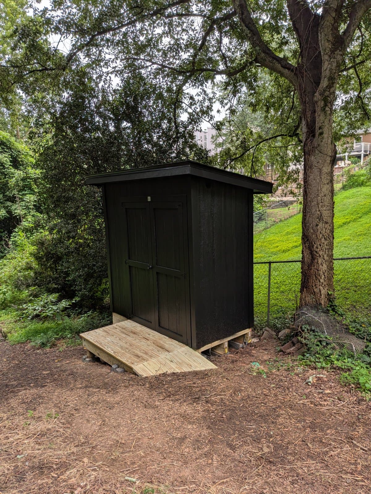 A shed Aaron built, photographed on site