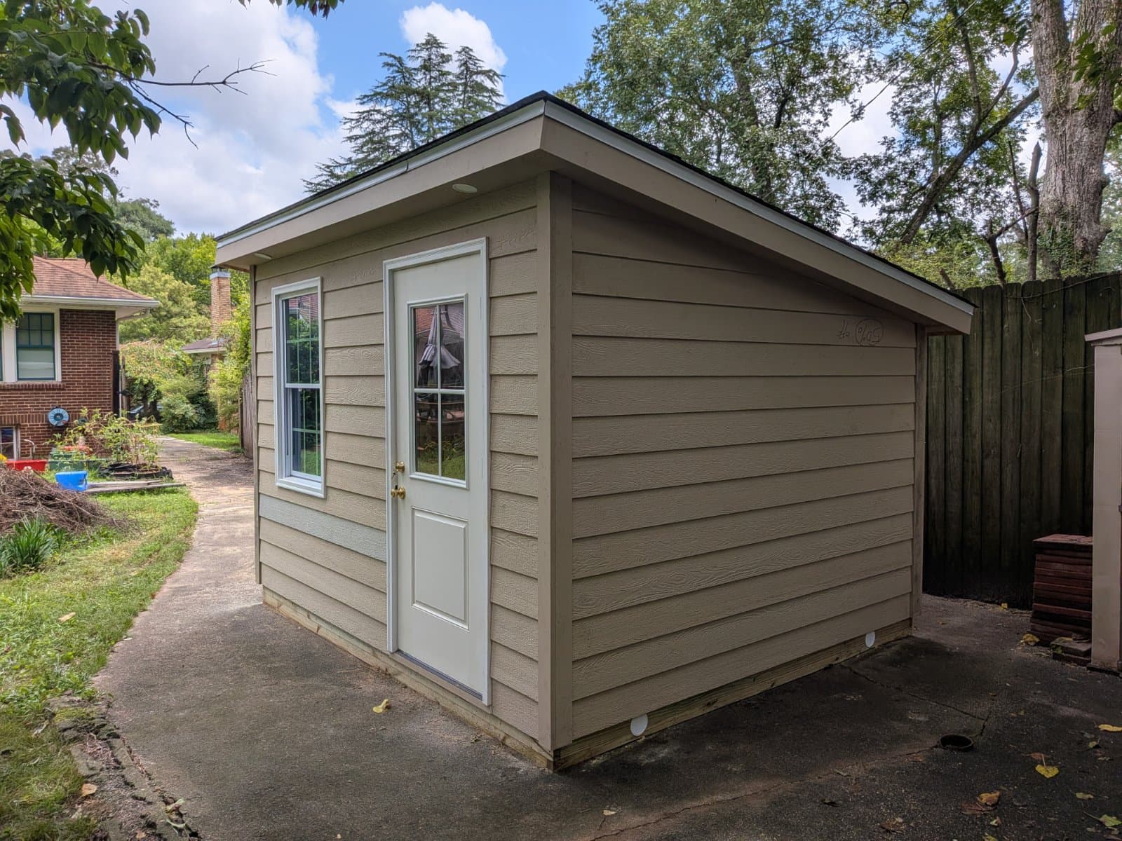 A shed Aaron built, photographed on site