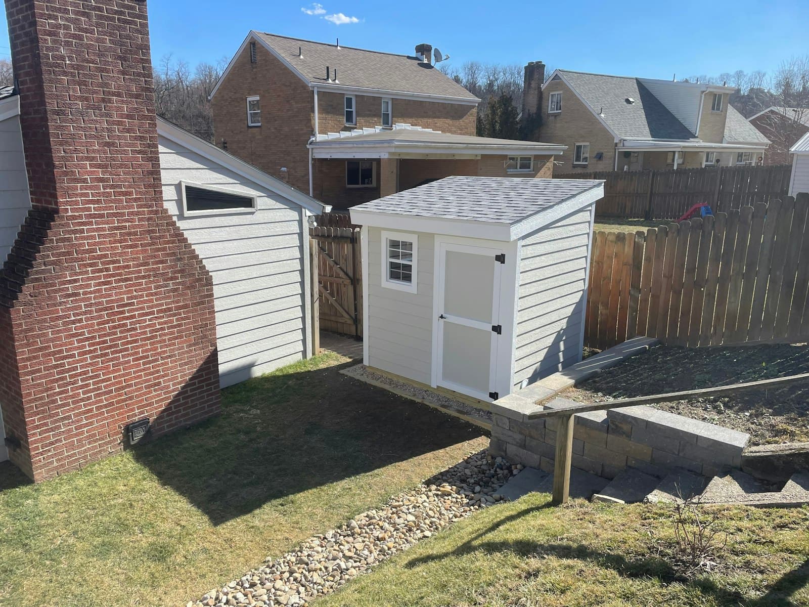 A shed Jordan built, photographed on site