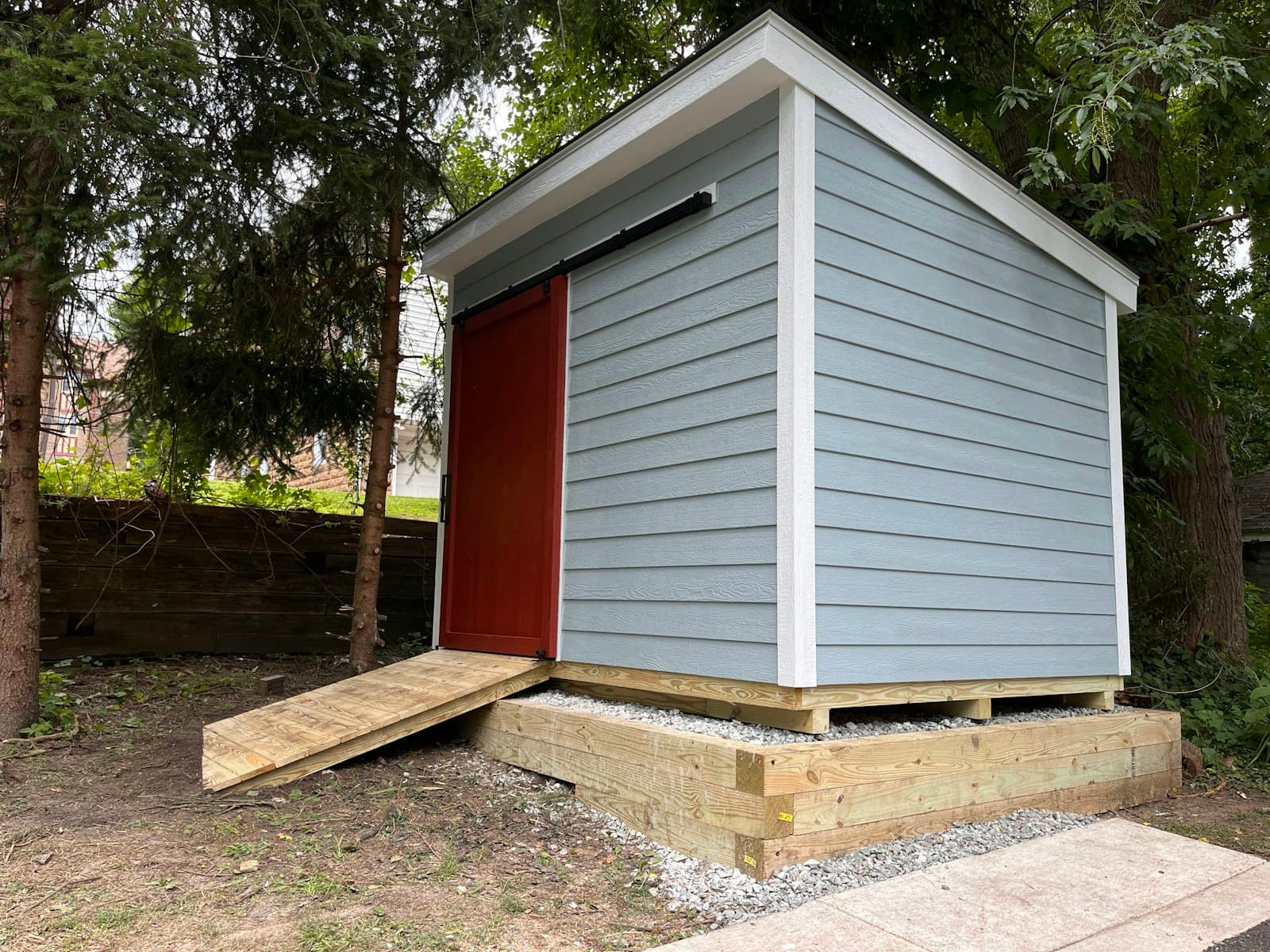 A shed Jordan built, photographed on site