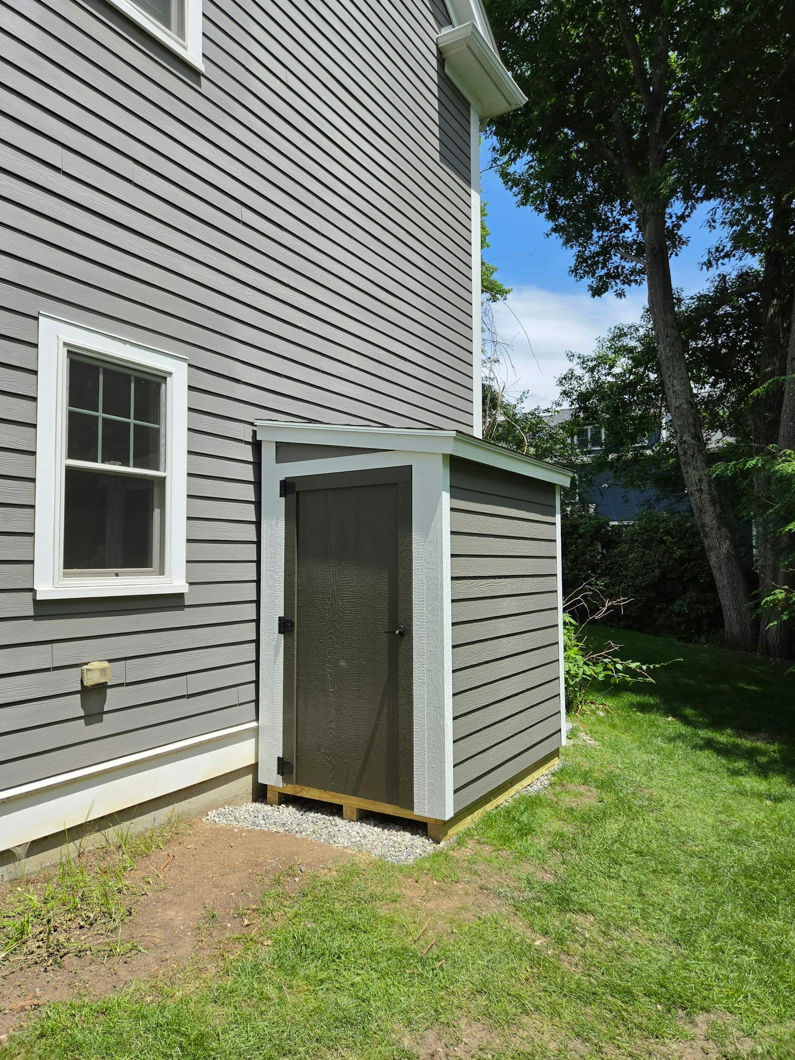 A shed Paul built, photographed on site