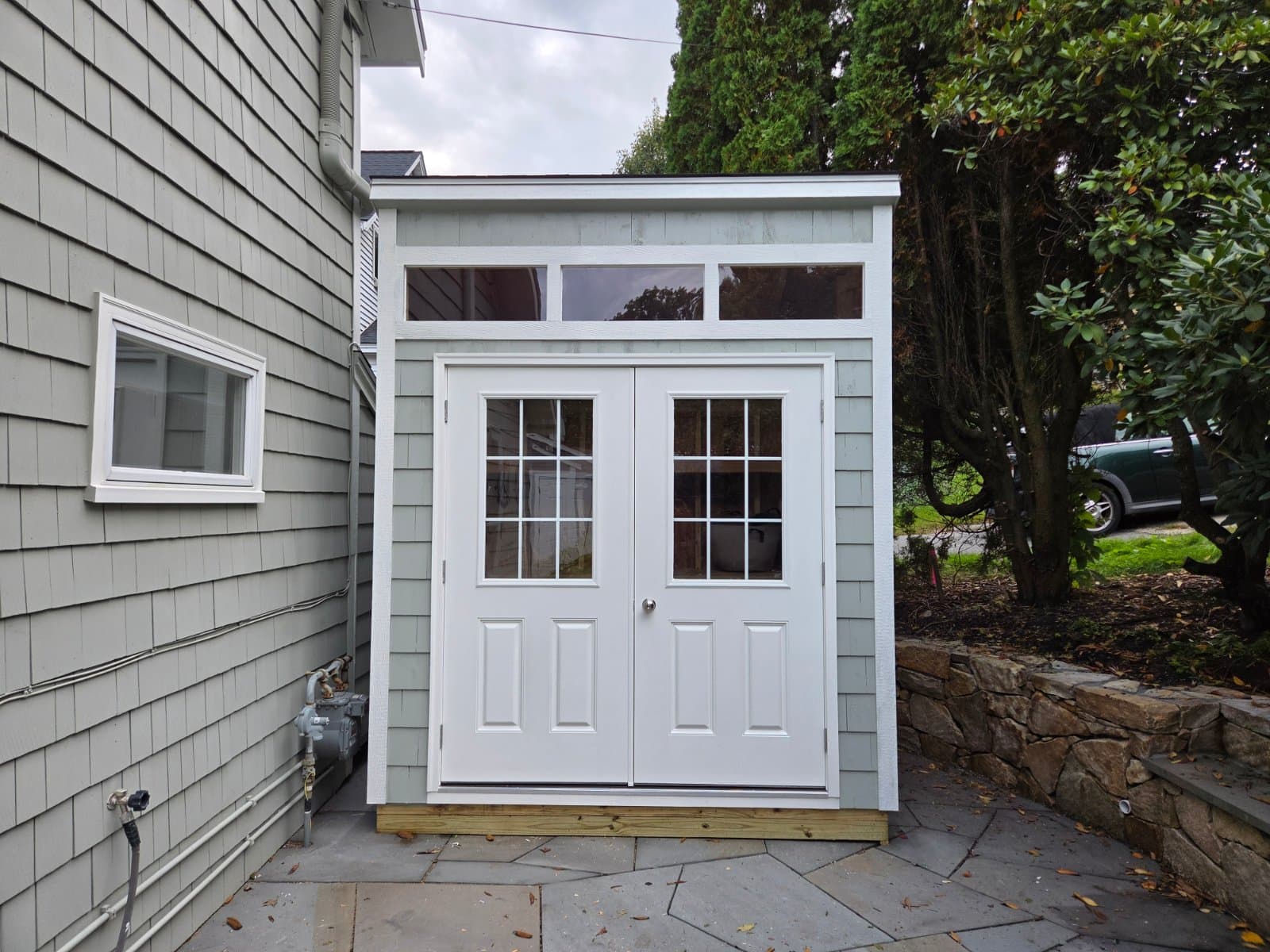 A shed Paul built, photographed on site